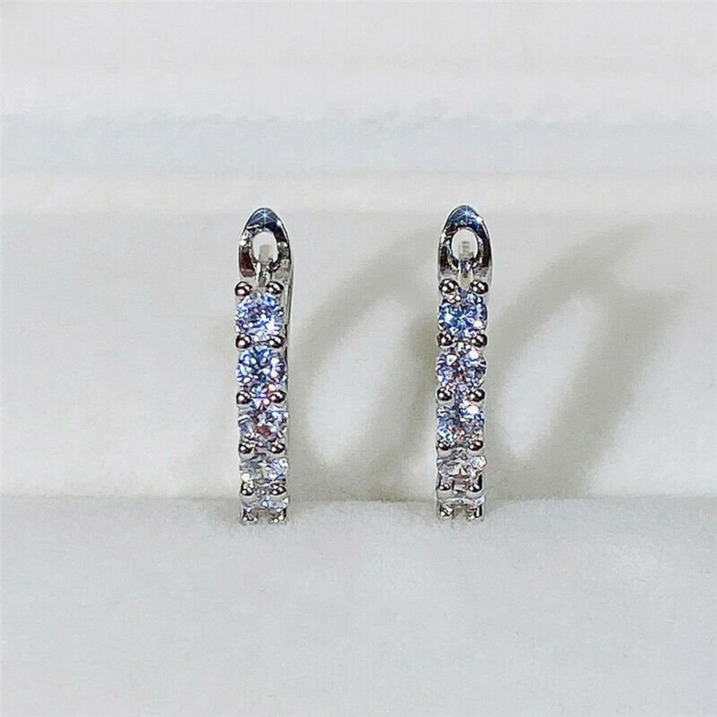 Round Cut Diamond Hoop Earrings For Women