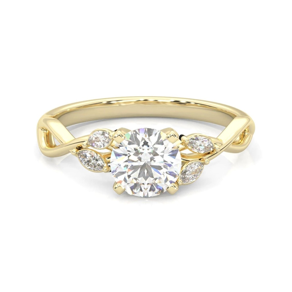 Round Cut Twisted Engagement Ring, Wedding Ring for Women
