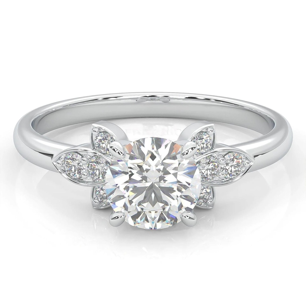 Round Cut Fancy Engagement Ring, Prong Setting Wedding Ring for Women