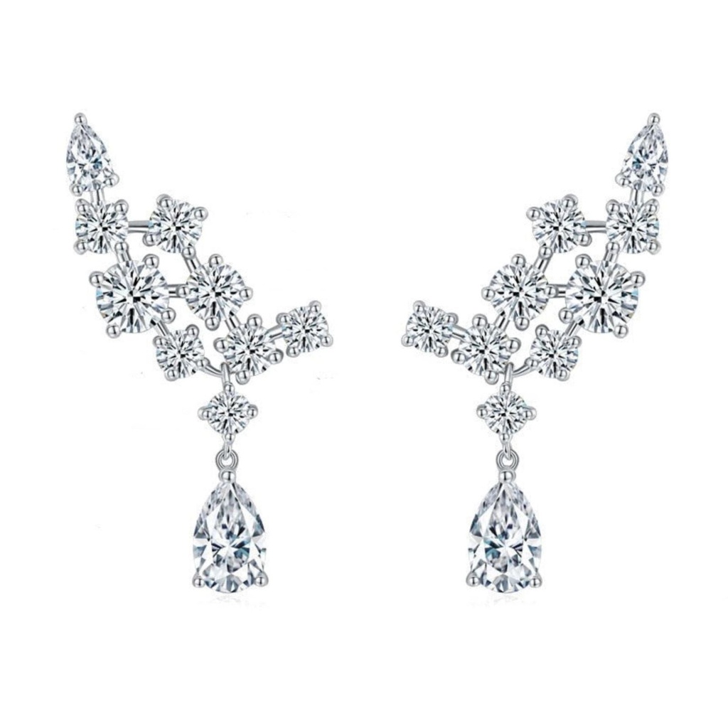 Pear And Round Cut Diamond Drop Dangle Earrings For Women
