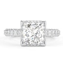  Princess Cut Diamond Hidden Halo 3 Row With Accents Engagement Ring For Women