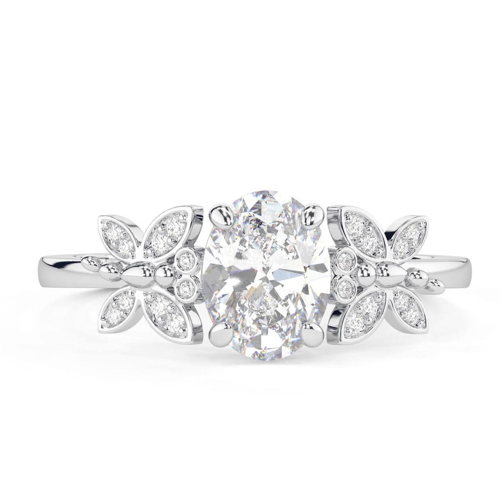 Oval Cut Engagement Wedding Ring Dainty Cluster Ring   Diamond Bridal Ring Anniversary Gift for Women 