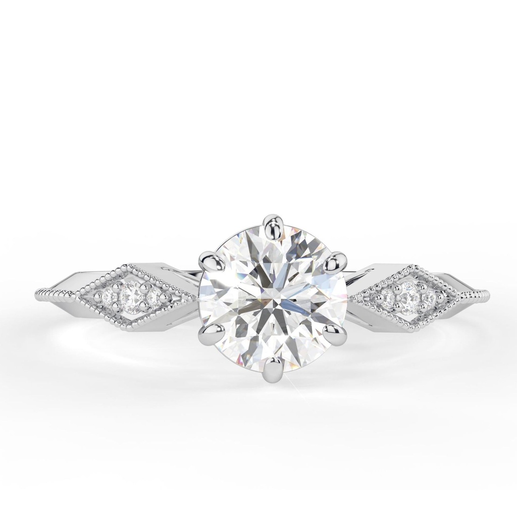 Jubilee Cut Colorless  Engagement Ring, Art Deco 6 Claw Prong Wedding Ring, Set Designer Anniversary Ring For Her