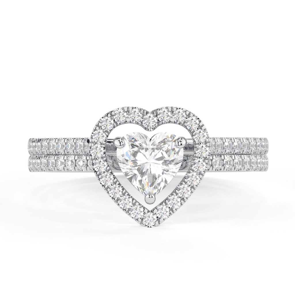 Heart  Engagement Ring Set Promise Ring Sets Sterling Silver Heart Shaped Halo Bridal Set Wedding Ring Sets For Her