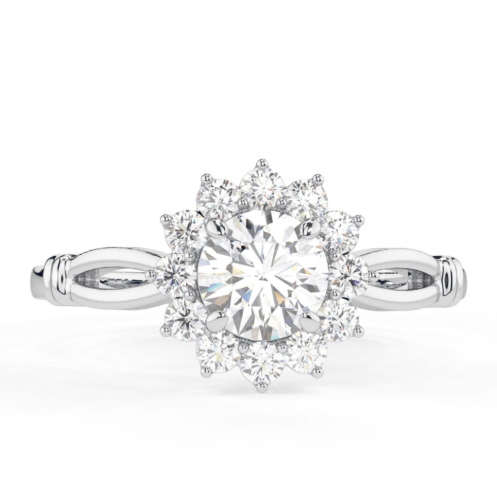 Round Cut Lab Grown Diamond Engagement Ring Friendly Diamond Halo Ring For Love  Diamond Ring Valentine's Ring