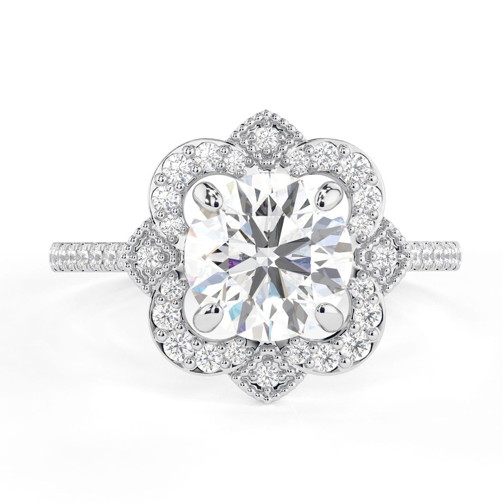 Round Halo Engagement Ring, Vintage Diamond Ring , Unique Ring , Gift For  Engagement Ring, Ring for Her