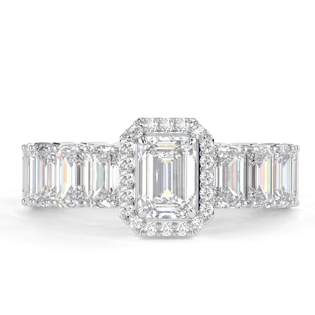 Emerald Cut Diamond Halo Vintage Engagement Ring for Women