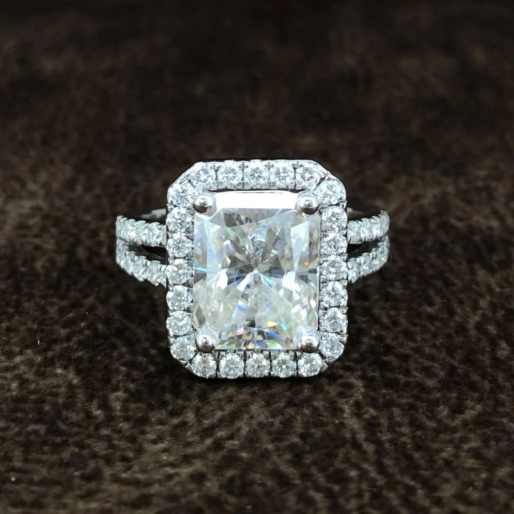 Radiant Cut Split Shank Engagement Ring for Women
