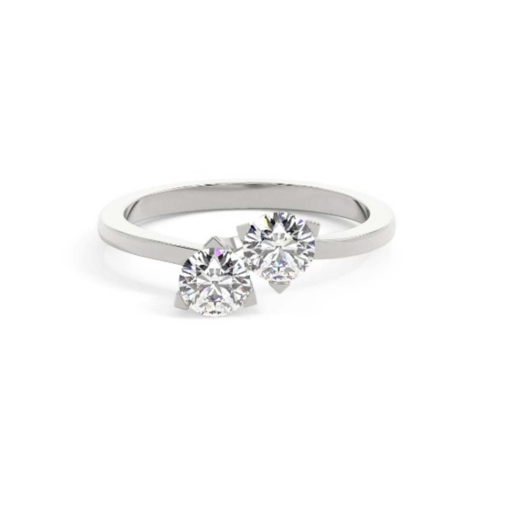 Round Cut 2 Stone Engagement Ring
