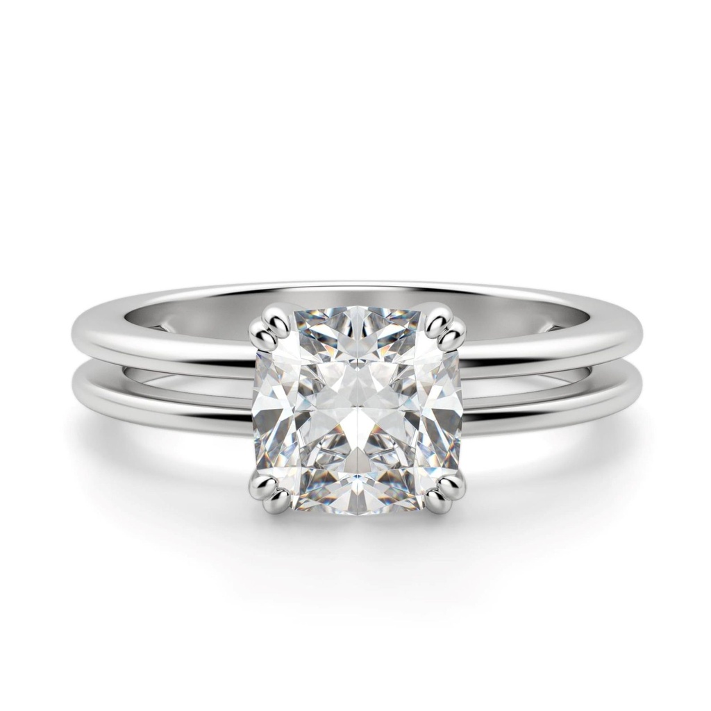 Cushion Cut Diamond Solitaire Bridal Set Ring For Women