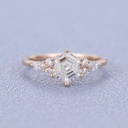 Hexagon  engagement ring vintage rose gold unique ring marquise art deco diamond wedding Anniversary promise Bridal Set on