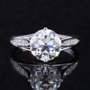 Art Deco Solitaire Moissanite Ring, 2/ 2.7/ 3.5 Carat Old European Round Cut Engagement Ring, 4 Rounded Prong Set Unique Design Wedding Ring