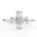 14k Clover Engagement Ring, Solid Gold Four Leaf Promise Ring Women,Nature Inspired Ring,Dainty Pear Cz Ring, Flower Anniversary Ring