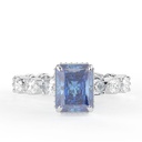  Blue Radiant Cut Diamond Hidden Halo Engagement Ring For Women