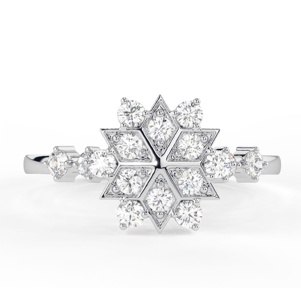 Round Cut  Cluster Wedding Ring, Gold Engagement Ring, Unique Round Diamond Proposal Ring, Anniversary Gift