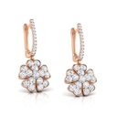 Round Cut Diamond Floral Drop Dangle Earrings For Women