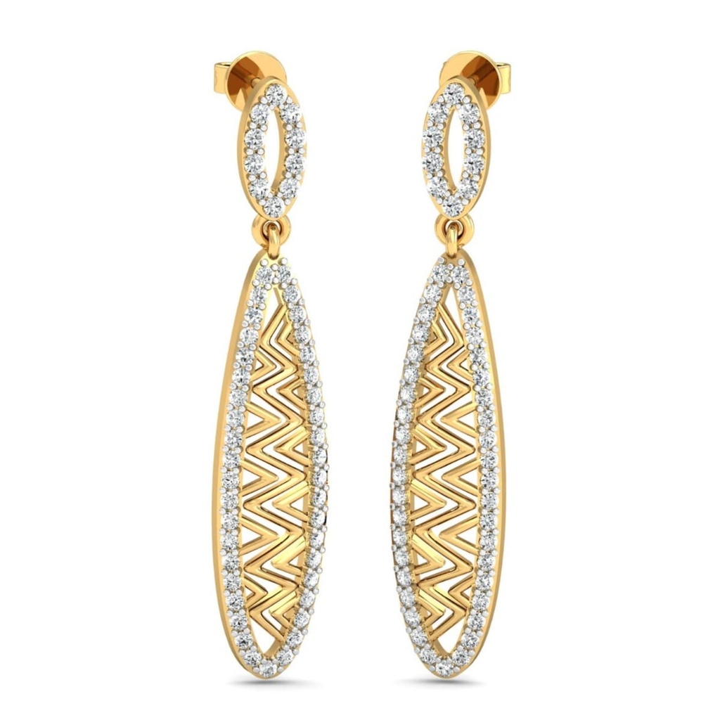 Round Cut Diamond Big Drop Dangle Earrings For Women