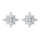 Round And Marquise Cut Diamond Floral Stud Earrings  For Women 