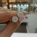 Round Cut Diamond Halo Stud Earrings For Women