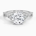 Round Cut Twisted Engagement Ring, White Gold Wedding Ring for Women