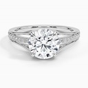 Round Cut Fancy Engagement Ring, White Gold Wedding Ring for Women