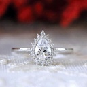 Pear  vintage unique halo rose gold engagement ring for women Elegant Art Deco Diamond wedding Anniversary gift for Her