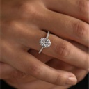 Oval Cut Solitaire With Accents Four Prong Ring in 925 Sterling Silver Ring For Engagement