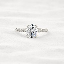 Solitaire With Accents White Oval Cut  925 Sterling Silver Ring For Engagement