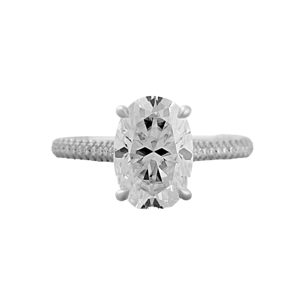 Hidden Halo e In 925 Sterling Silver Ring For Women's Engagement