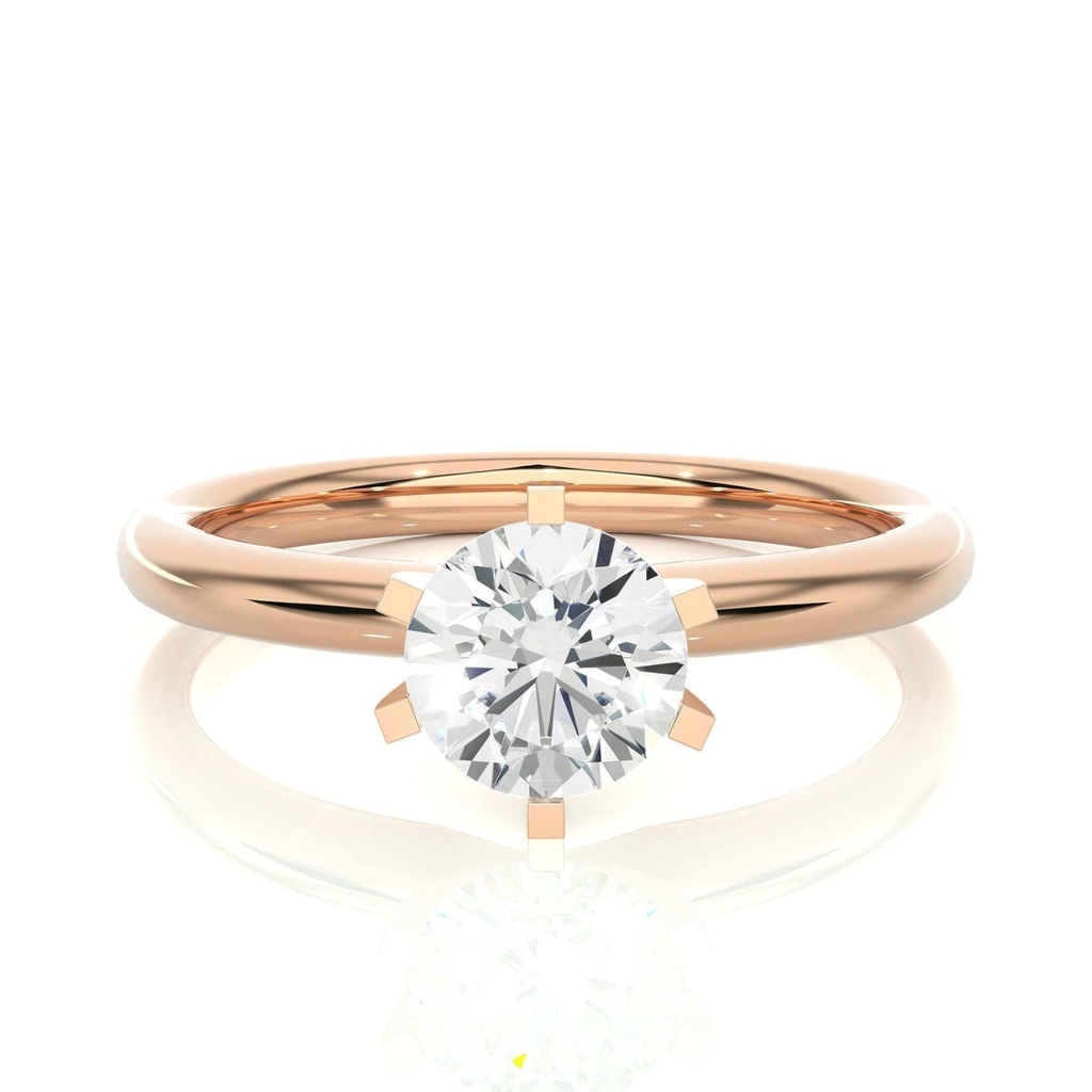 Solitaire Rose Round Cut In 925 Sterling Silver Ring For Engagement