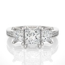 3 Stone Princess Cut In 925 Sterling Silver Ring For Engagement