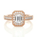 Halo Emerald Cut In 925 Sterling Silver Ring For Engagement