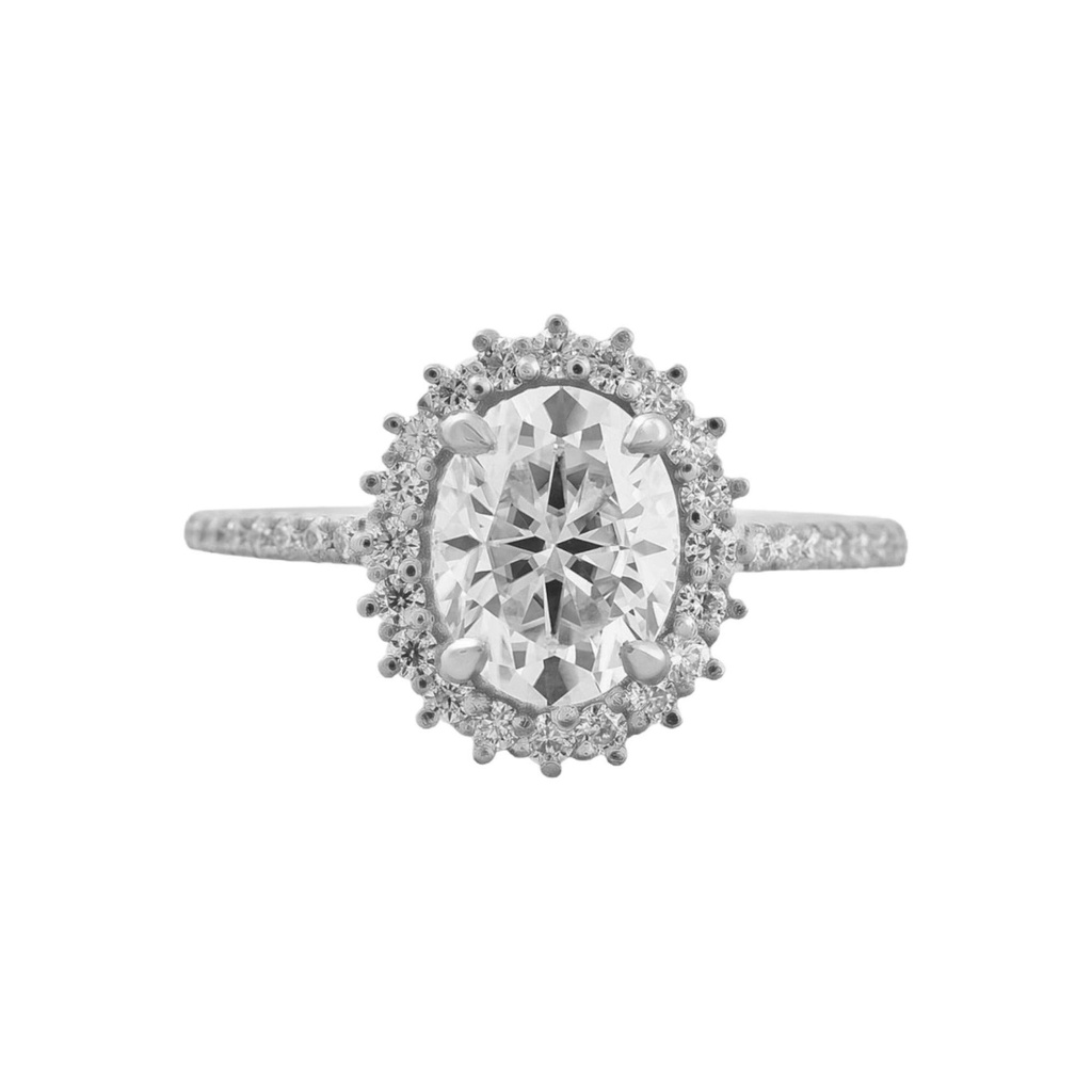 Oval Cut Diamond Halo With Accents Engagement Ring for Women
