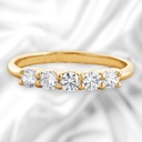 5 Stone Round Cut White Moissanite In 925 Sterling Silver Ring For Women's Engagement