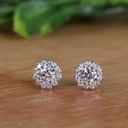 Round Cut Diamond Halo Stud Earrings For Women