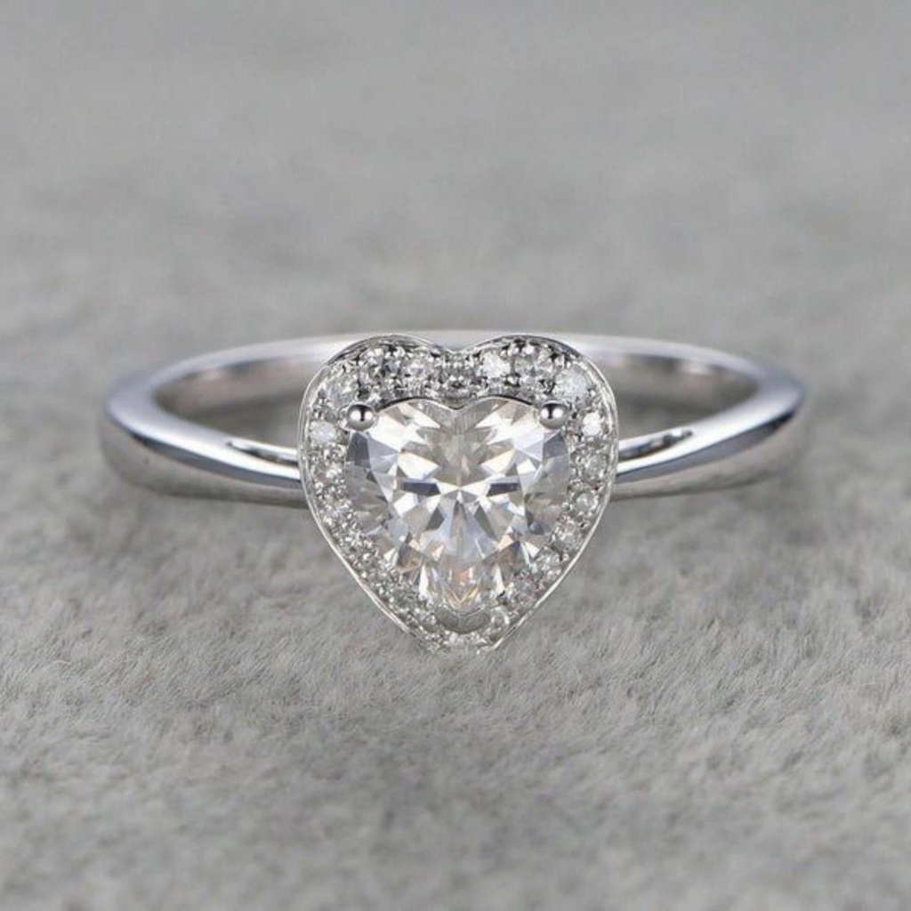 Heart Cut Diamond Halo Engagement Ring for Women
