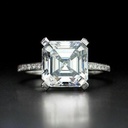 Asscher Cut Diamond Hidden Halo With Accents Engagement Ring for Women