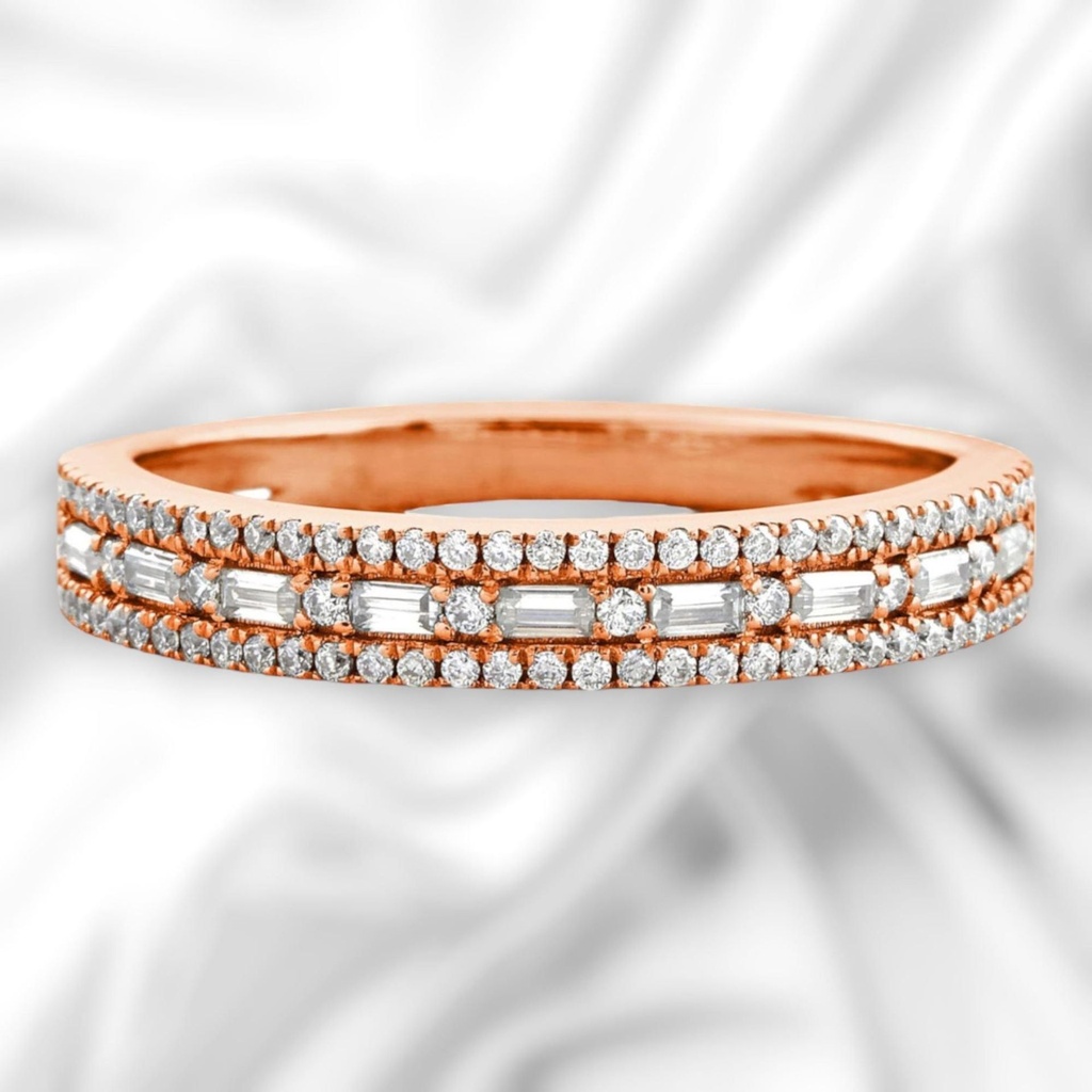 Round And Baguette Cut Diamond Eternity Wedding Band For Women