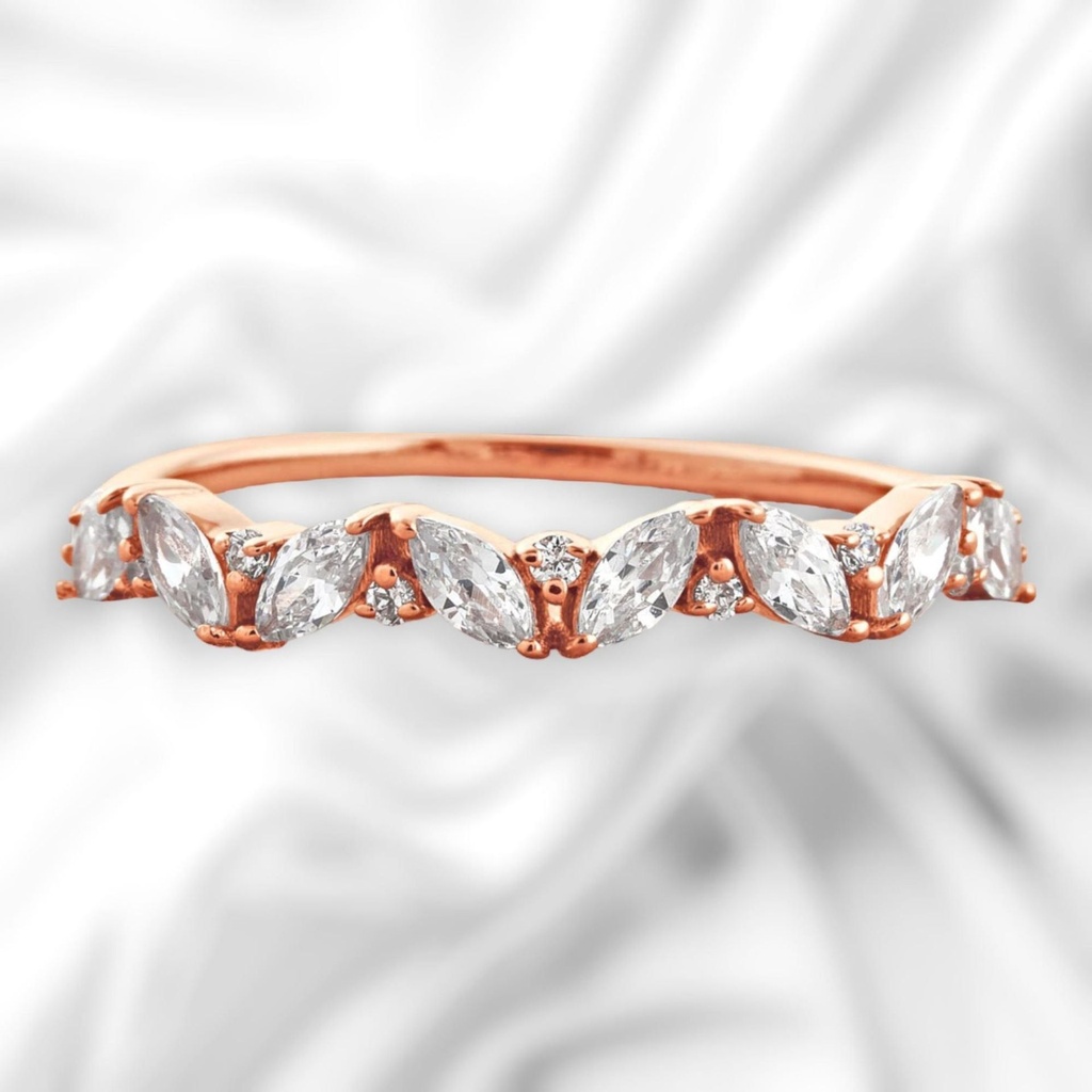 Marquise And Round Half Eternity Wedding Band For Women