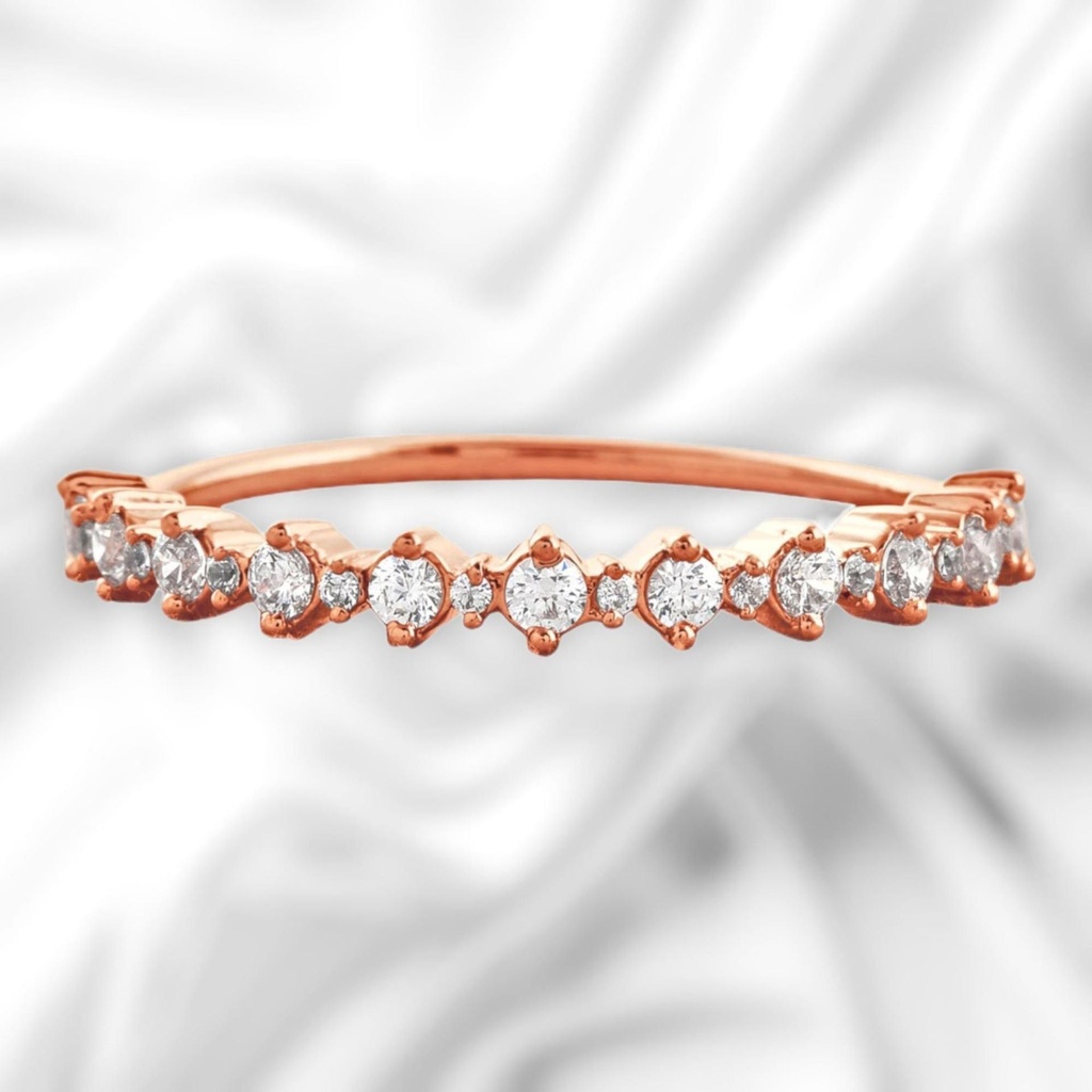 Round Cut Diamond Half Eternity Wedding Band For Women