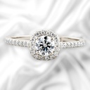 Round Cut Diamond Hidden Halo With Accents Engagement Ring For Women