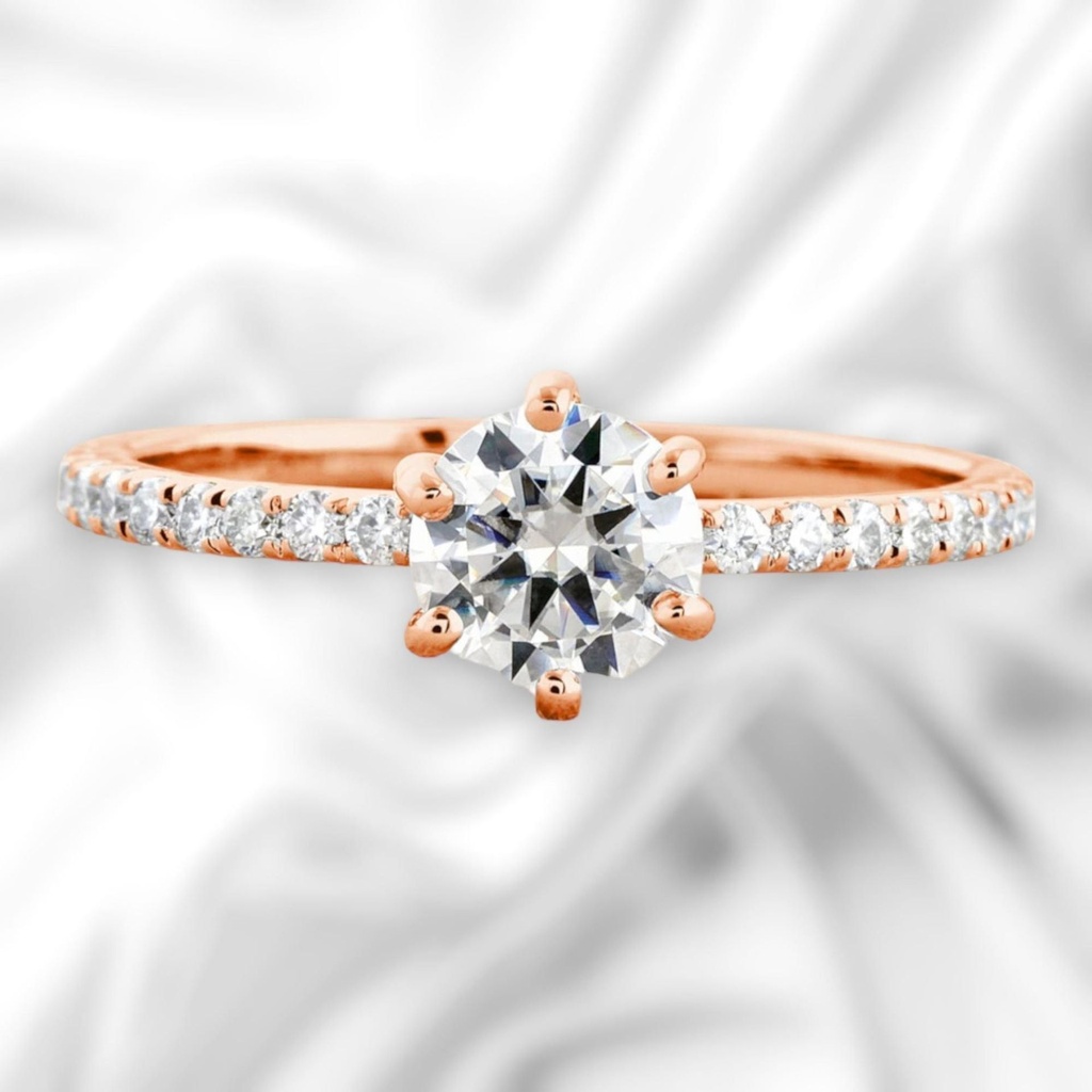 Round Cut Diamond With Accents Engagement Ring for Women