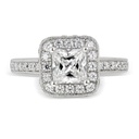 Princess Cut Diamond Double Hidden Halo With Accents Engagement Ring for Women