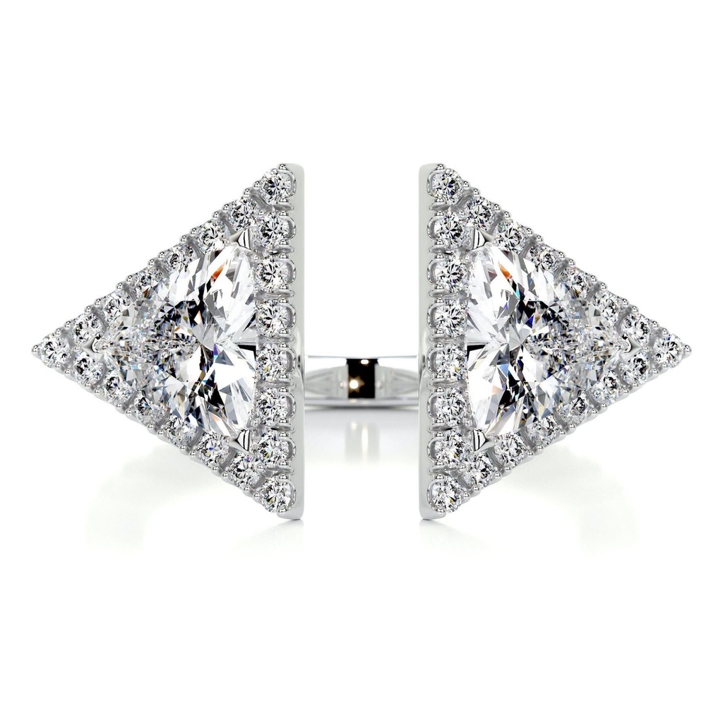 Triangle Cut Diamond Unique Style Halo Anniversary Ring for Women