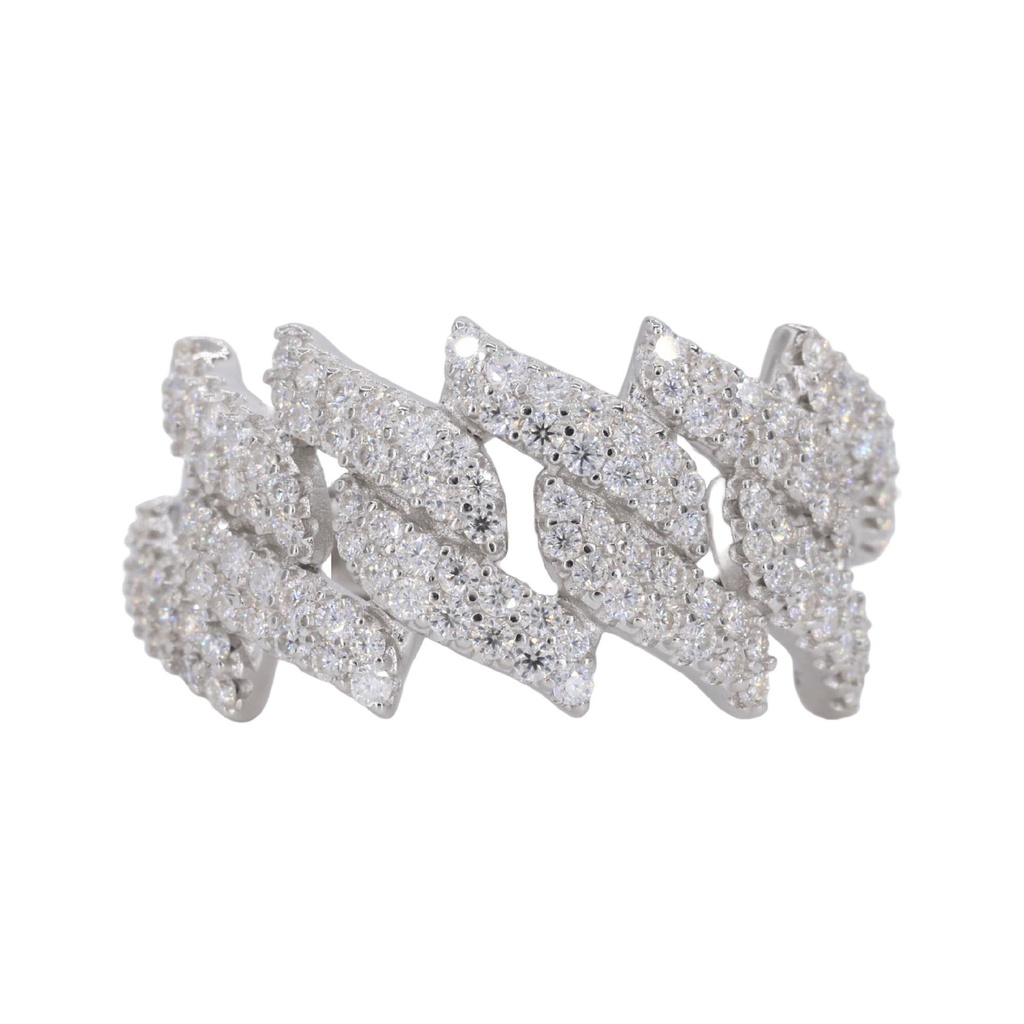 Round Cut Diamond Iced Out Spiked Cuban Band For Men