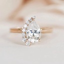Pear Cut Moissanite Engagement Ring 14K Rose Gold Anniversary Ring Halo Ring Wedding Ring Anniversary Gift For Her Promise Ring For Woman