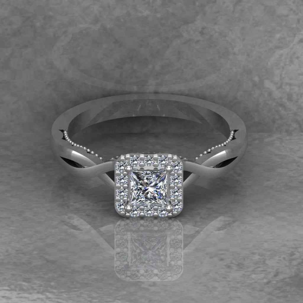 Princess Cut Diamond Vintage Halo Twisted Anniversary Ring for Women