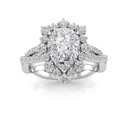 Cluster Pear Cut White Moissanite In 925 Sterling Silver Ring For Women's Engagement
