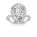 Halo Pear Cut White Moissanite In 925 Sterling Silver Ring For Women's Engagement