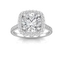 Halo Round Cut White Moissanite In 925 Sterling Silver Ring For Women's Engagement